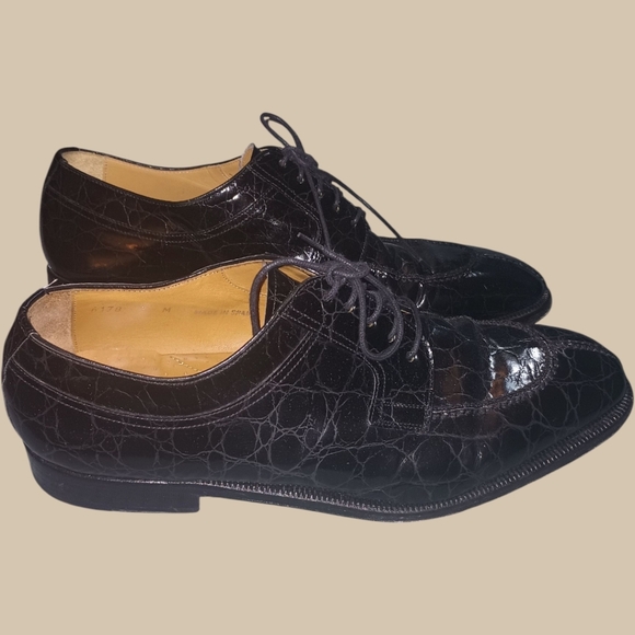 Magnanni Alligator Men's Oxford Shoes Size 9 Black Exotic Leather Lace Up SPAIN - Picture 5 of 8